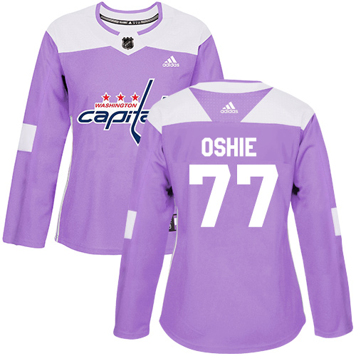 Adidas Capitals #77 T.J. Oshie Purple Authentic Fights Cancer Women's Stitched NHL Jersey