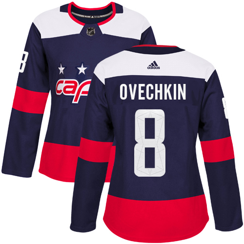 Adidas Capitals #8 Alex Ovechkin Navy Authentic 2018 Stadium Series Women's Stitched NHL Jersey