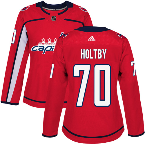 Adidas Capitals #70 Braden Holtby Red Home Authentic Women's Stitched NHL Jersey