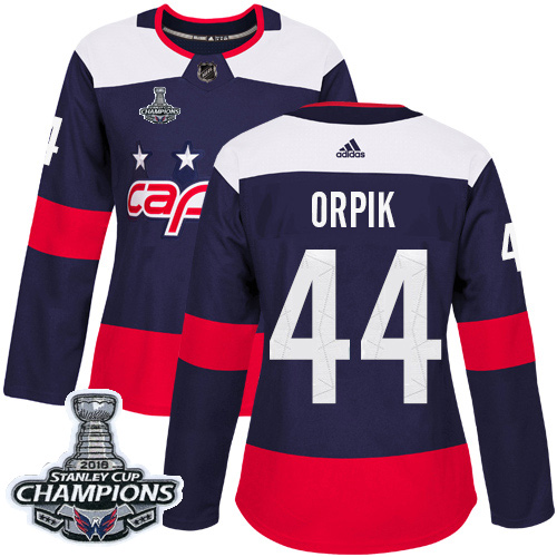 Adidas Capitals #44 Brooks Orpik Navy Authentic 2018 Stadium Series Stanley Cup Final Champions Women's Stitched NHL Jersey