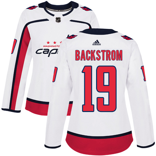 Adidas Capitals #19 Nicklas Backstrom White Road Authentic Women's Stitched NHL Jersey