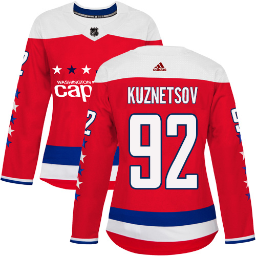 Adidas Capitals #92 Evgeny Kuznetsov Red Alternate Authentic Women's Stitched NHL Jersey