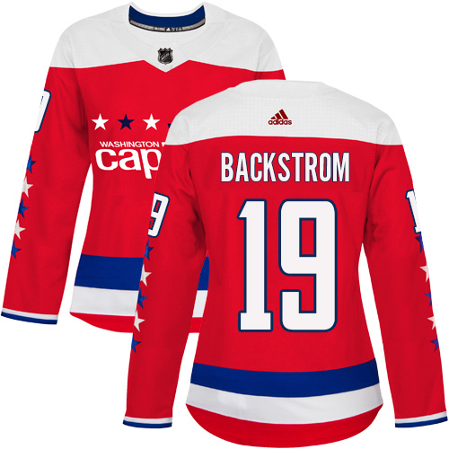 Adidas Capitals #19 Nicklas Backstrom Red Alternate Authentic Women's Stitched NHL Jersey
