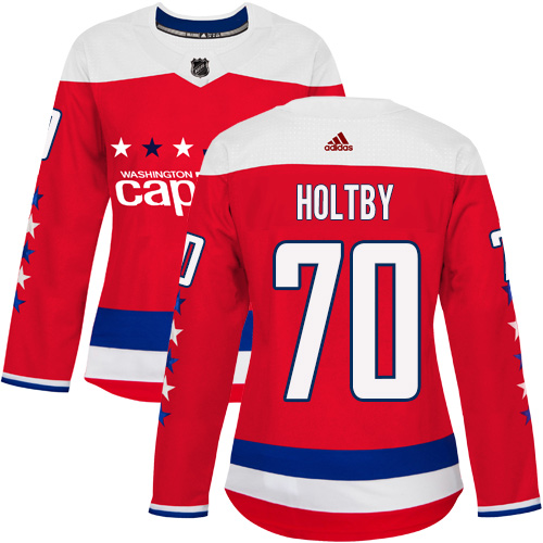 Adidas Capitals #70 Braden Holtby Red Alternate Authentic Women's Stitched NHL Jersey