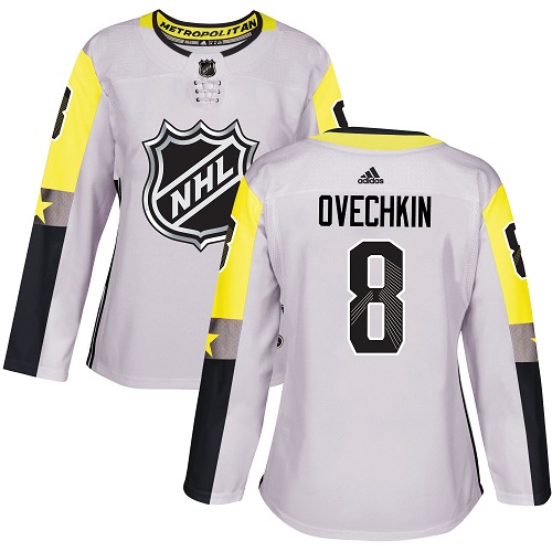 Adidas Capitals #8 Alex Ovechkin Gray 2018 All-Star Metro Division Authentic Women's Stitched NHL Jersey