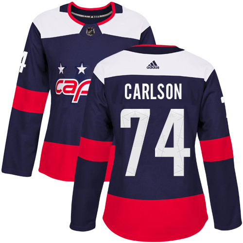 Adidas Capitals #74 John Carlson Navy Authentic 2018 Stadium Series Women's Stitched NHL Jersey