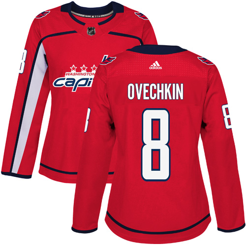 Adidas Capitals #8 Alex Ovechkin Red Home Authentic Women's Stitched NHL Jersey