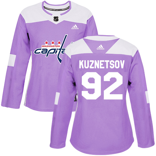 Adidas Capitals #92 Evgeny Kuznetsov Purple Authentic Fights Cancer Women's Stitched NHL Jersey