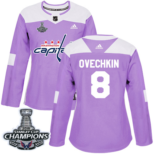 Adidas Capitals #8 Alex Ovechkin Purple Authentic Fights Cancer Stanley Cup Final Champions Women's Stitched NHL Jersey