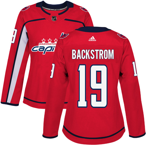 Adidas Capitals #19 Nicklas Backstrom Red Home Authentic Women's Stitched NHL Jersey