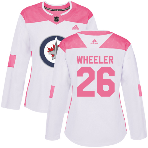 Adidas Jets #26 Blake Wheeler White/Pink Authentic Fashion Women's Stitched NHL Jersey