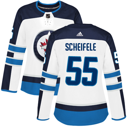 Adidas Jets #55 Mark Scheifele White Road Authentic Women's Stitched NHL Jersey