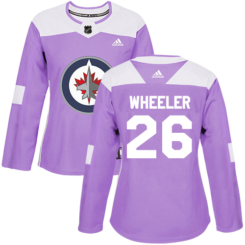 Adidas Jets #26 Blake Wheeler Purple Authentic Fights Cancer Women's Stitched NHL Jersey