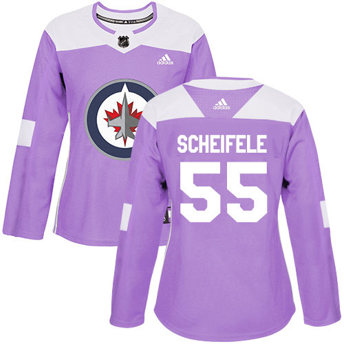 Adidas Jets #55 Mark Scheifele Purple Authentic Fights Cancer Women's Stitched NHL Jersey