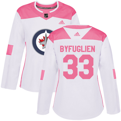 Adidas Jets #33 Dustin Byfuglien White/Pink Authentic Fashion Women's Stitched NHL Jersey