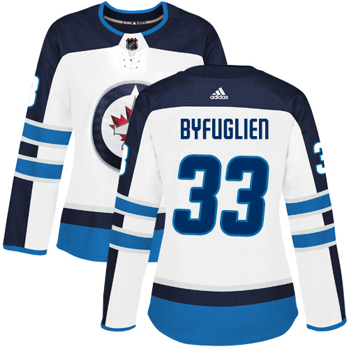 Adidas Jets #33 Dustin Byfuglien White Road Authentic Women's Stitched NHL Jersey