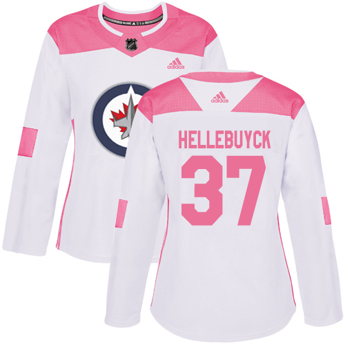 Adidas Jets #37 Connor Hellebuyck White/Pink Authentic Fashion Women's Stitched NHL Jersey