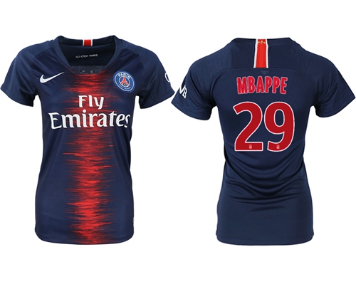 Women's Paris Saint-Germain #29 Mbappe Home Soccer Club Jersey