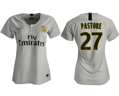 Women's Paris Saint-Germain #27 Pastore Away Soccer Club Jersey