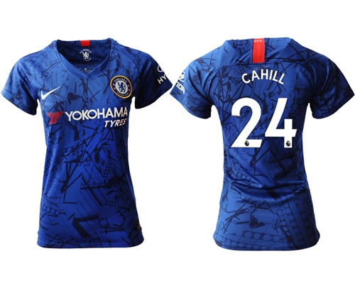 Women's Chelsea #24 Cahill Home Soccer Club Jersey