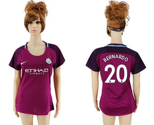 Women's Manchester City #20 Bernardo Away Soccer Club Jersey