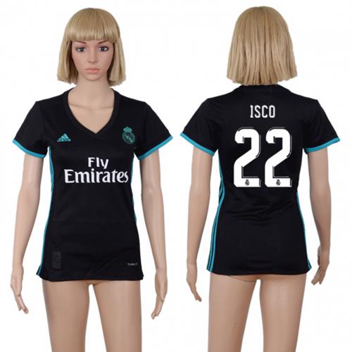 Women's Real Madrid #22 Isco Away Soccer Club Jersey