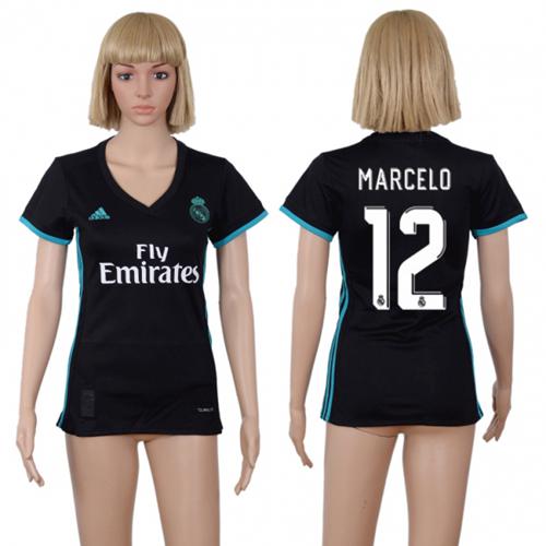 Women's Real Madrid #12 Marcelo Away Soccer Club Jersey