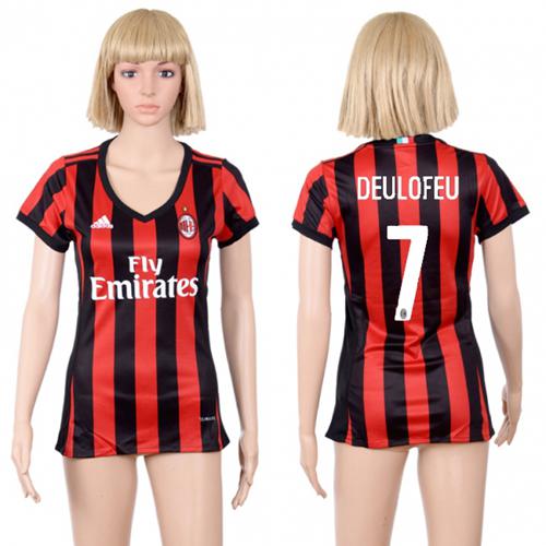 Women's AC Milan #7 Deulofeu Home Soccer Club Jersey