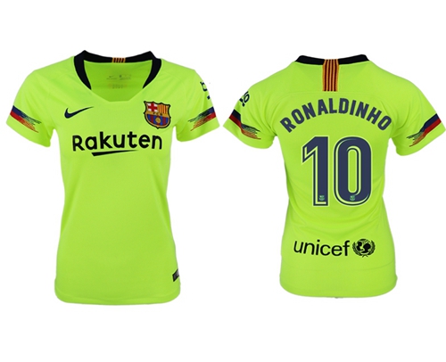 Women's Barcelona #10 Ronaldinho Away Soccer Club Jersey