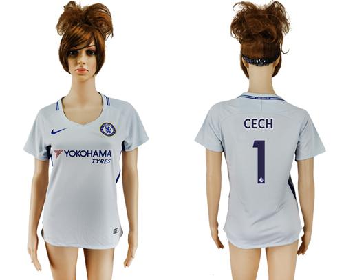 Women's Chelsea #1 Cech Away Soccer Club Jersey