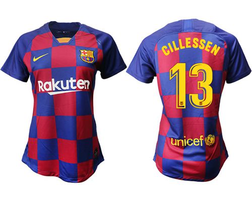 Women's Barcelona #13 Cillessen Home Soccer Club Jersey