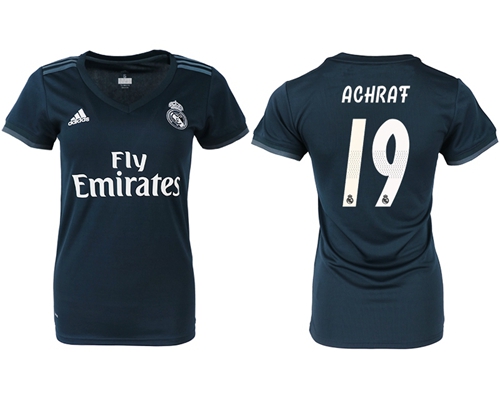 Women's Real Madrid #19 Achraf Away Soccer Club Jersey