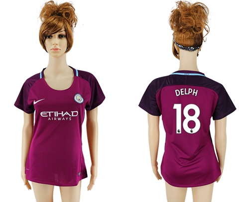 Women's Manchester City #18 Delph Away Soccer Club Jersey