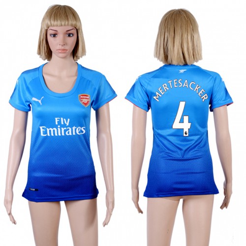 Women's Arsenal #4 Mertesacker Away Soccer Club Jersey