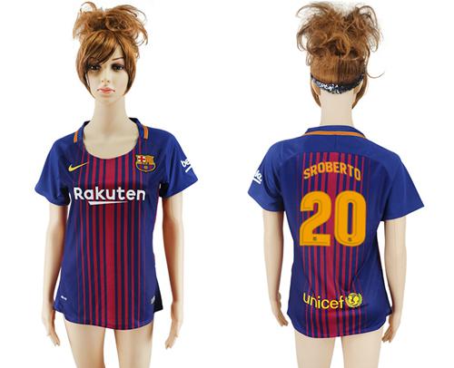 Women's Barcelona #20 S.Roberto Home Soccer Club Jersey