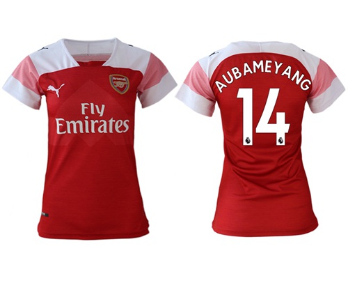 Women's Arsenal #14 Aubameyang Home Soccer Club Jersey