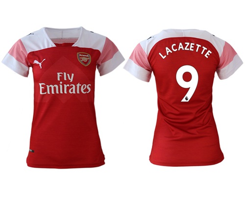 Women's Arsenal #9 Lacazette Home Soccer Club Jersey