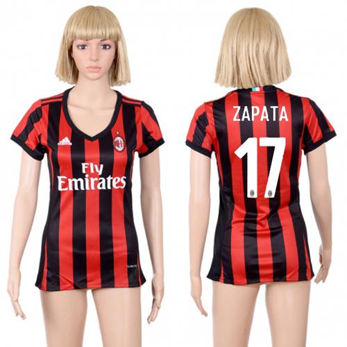 Women's AC Milan #17 C.Zapata Home Soccer Club Jersey
