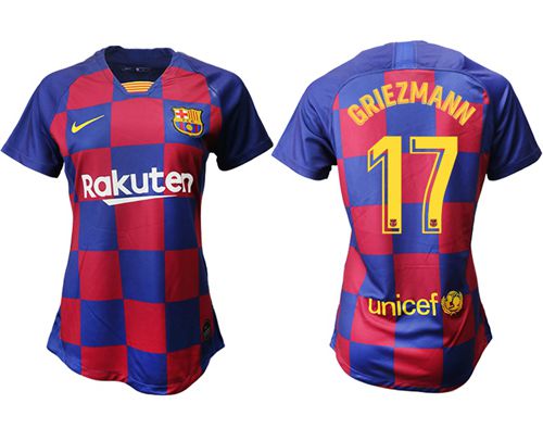 Women's Barcelona #17 Griezmann Home Soccer Club Jersey