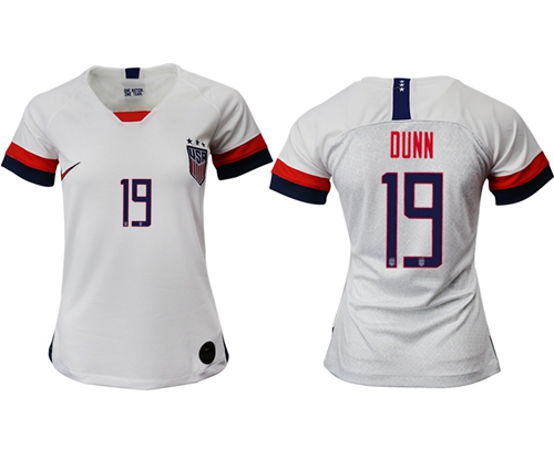 Women's USA #19 Dunn Home Soccer Country Jersey