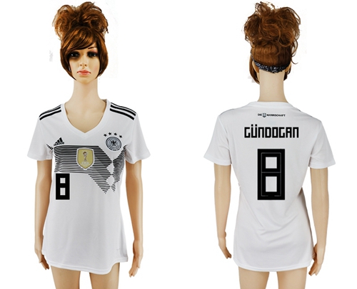 Women's Germany #8 Gundogan White Home Soccer Country Jersey