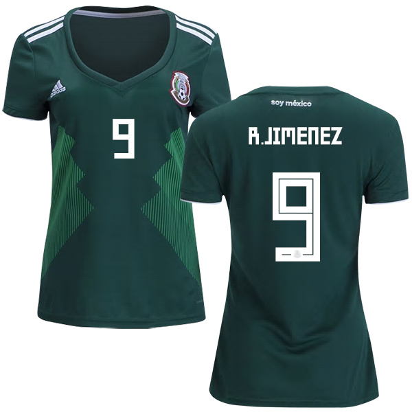 Women's Mexico #9 R.Jimenez Home Soccer Country Jersey
