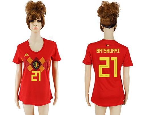 Women's Belgium #21 Batshuayi Red Home Soccer Country Jersey