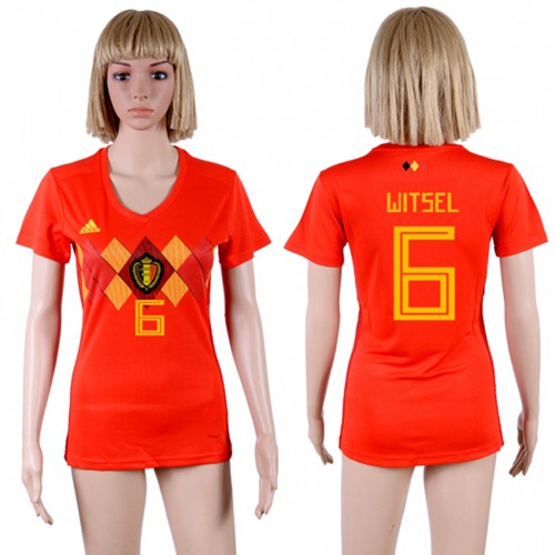 Women's Belgium #6 Witsel Red Home Soccer Country Jersey