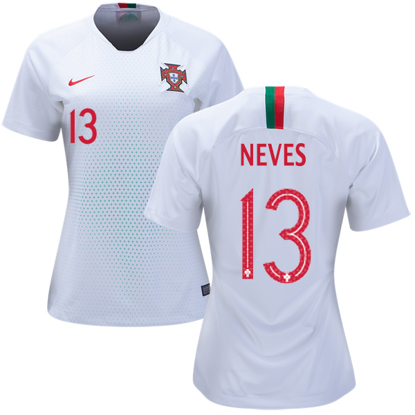 Women's Portugal #13 Neves Away Soccer Country Jersey