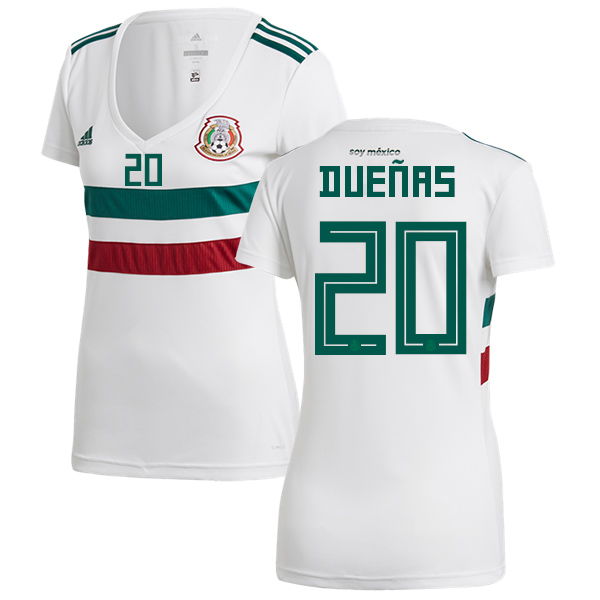 Women's Mexico #20 Duenas Away Soccer Country Jersey