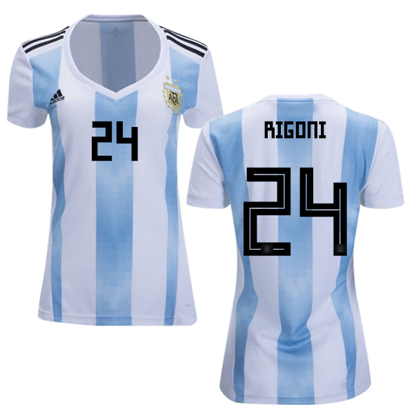 Women's Argentina #24 Rigoni Home Soccer Country Jersey