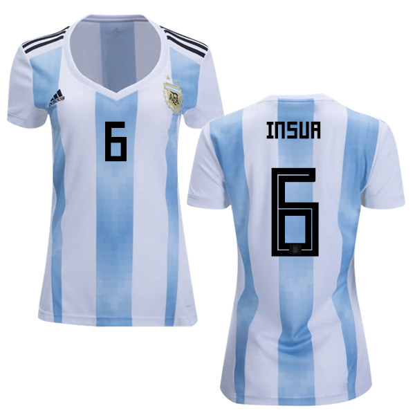 Women's Argentina #6 Insua Home Soccer Country Jersey