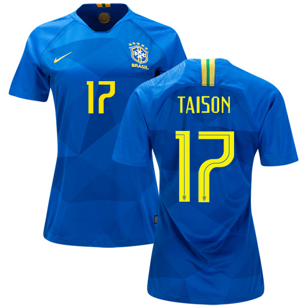 Women's Brazil #17 Taison Away Soccer Country Jersey