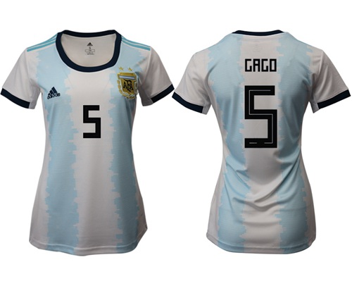 Women's Argentina #5 Gago Home Soccer Country Jersey